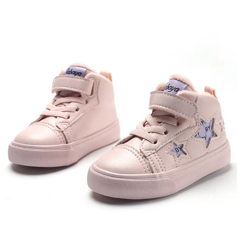 Stars Toddler Shoes Warm Cotton Shoes Sneakers - Girlish pink / 19