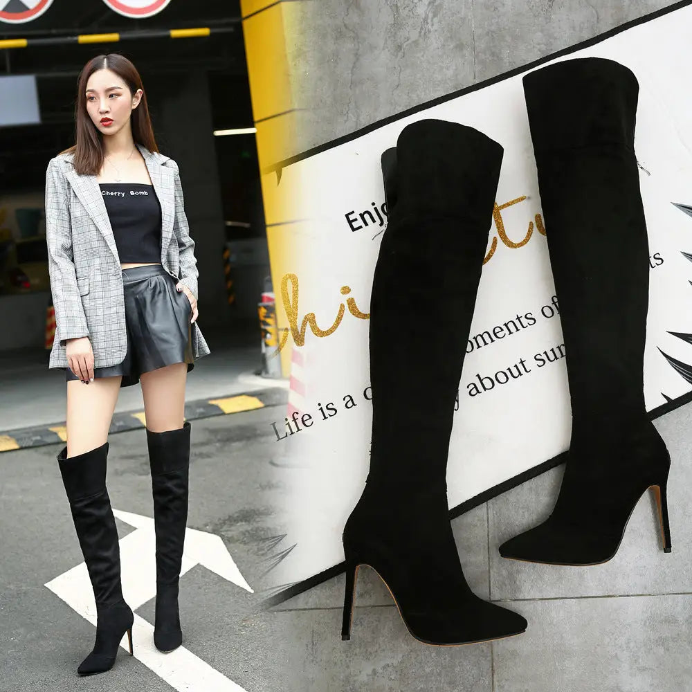 Stiletto Heel Pointed Toe 32-46 Size Over The Knee Boots Beyond Trends Hub