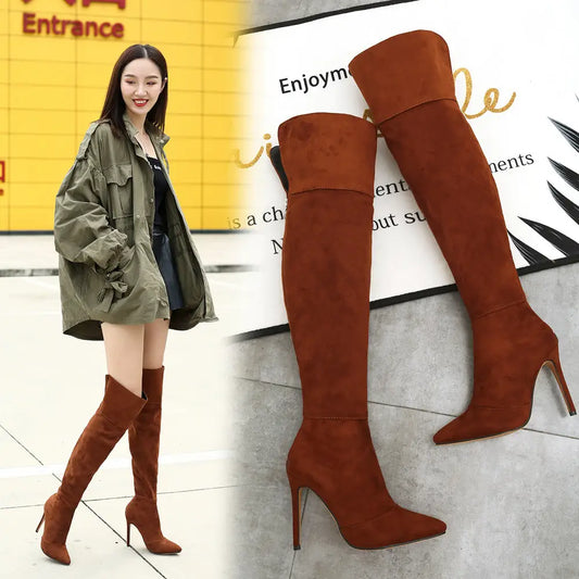 Stiletto Heel Pointed Toe 32-46 Size Over The Knee Boots Beyond Trends Hub