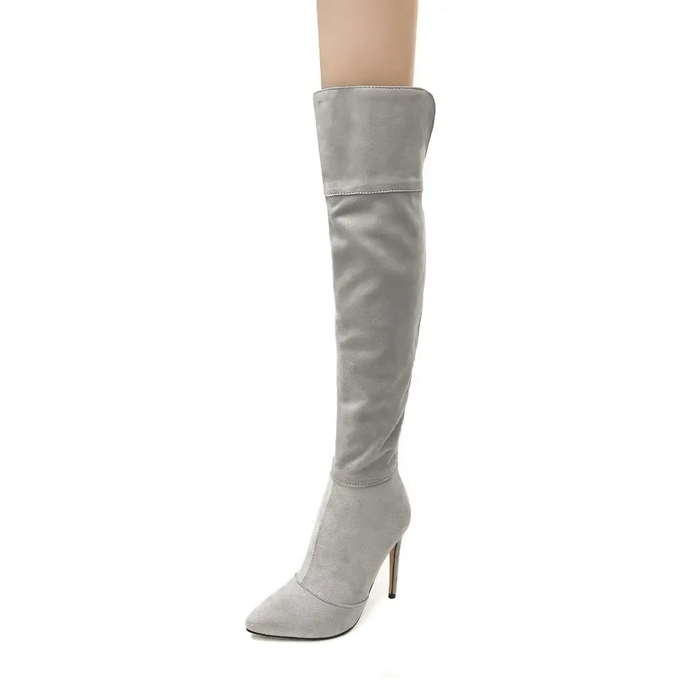 Stiletto Heel Pointed Toe 32-46 Size Over The Knee Boots Beyond Trends Hub
