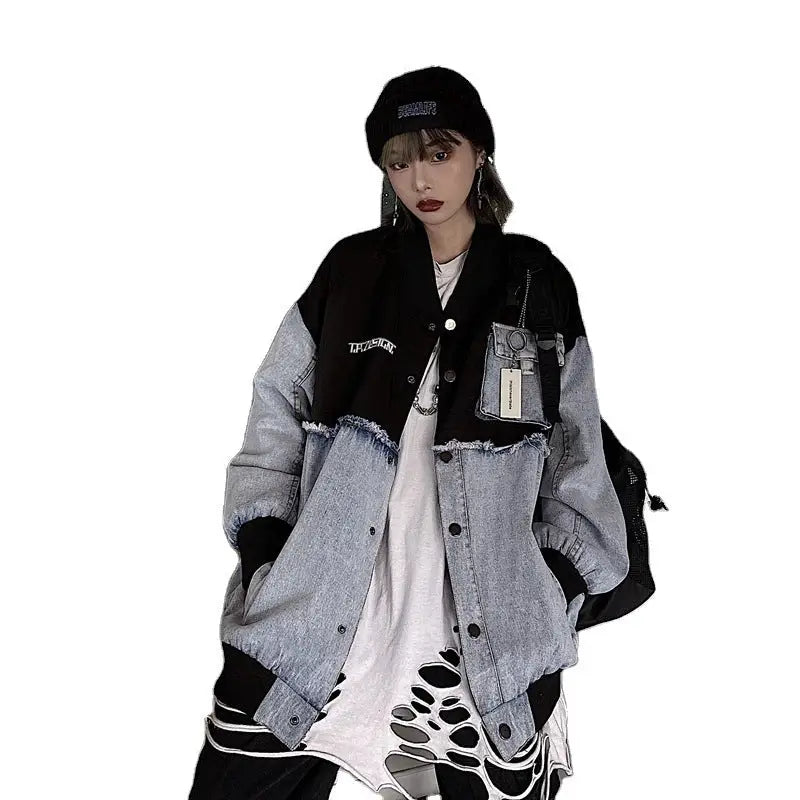 Stitching Denim Embroidered Letters Men's And Women's Jackets Beyond Trends Hub