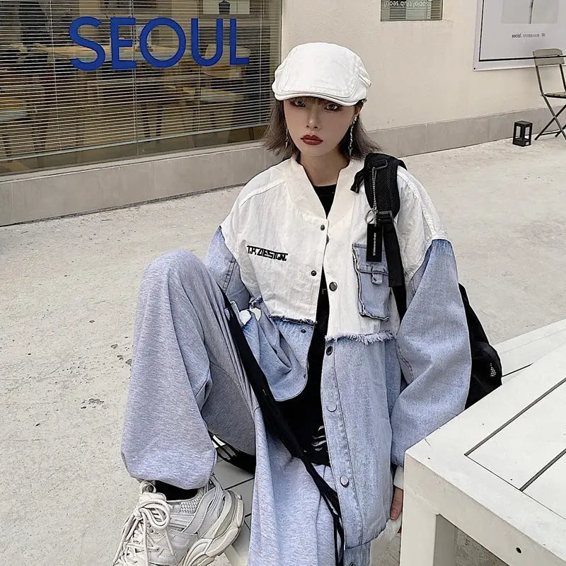 Stitching Denim Embroidered Letters Men's And Women's Jackets Beyond Trends Hub