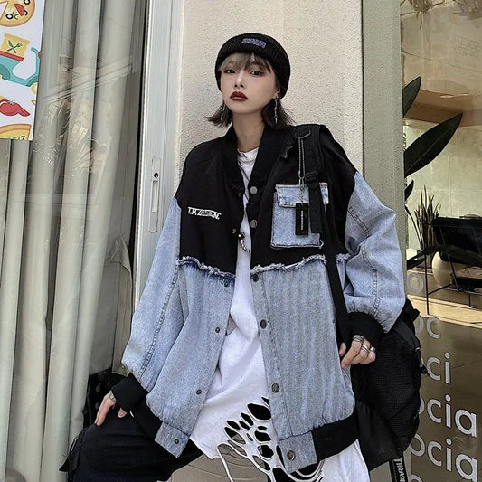 Stitching Denim Embroidered Letters Men's And Women's Jackets Beyond Trends Hub