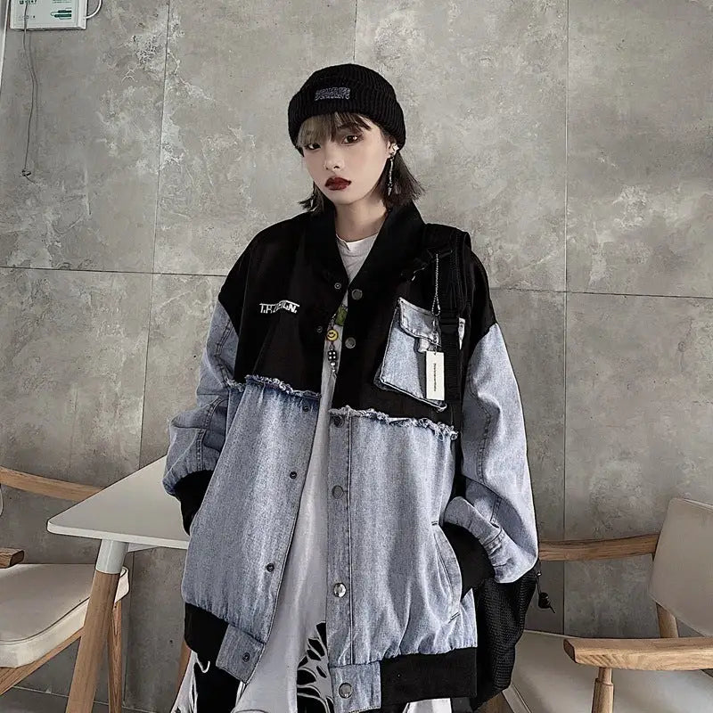 Stitching Denim Embroidered Letters Men's And Women's Jackets Beyond Trends Hub