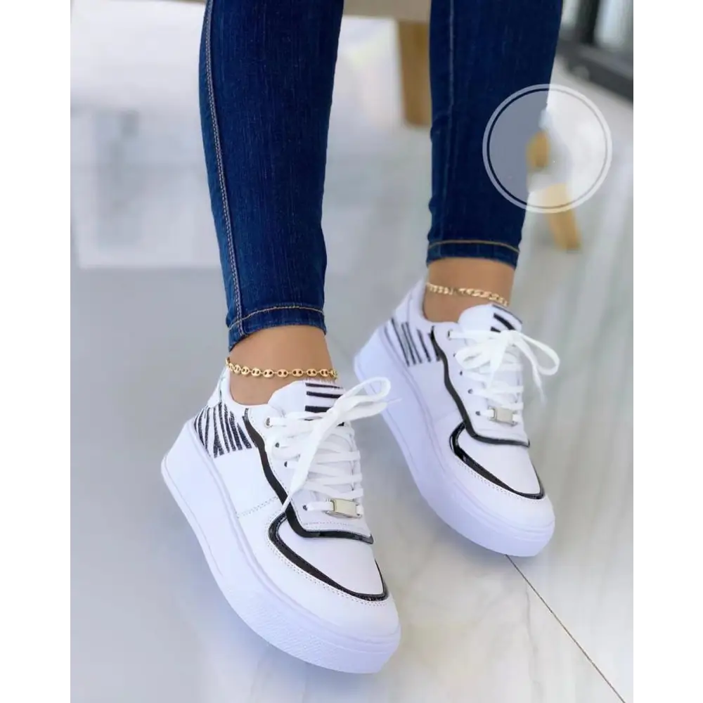 Stitching Tied Flat Lace-up Shoes Women Beyond Trends Hub