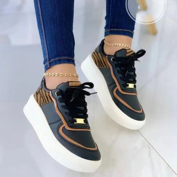 Stitching Tied Flat Lace-up Shoes Women Beyond Trends Hub
