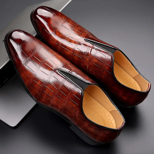 Stone Pattern Casual Leather Shoes Breathable Slip On Beyond Trends Hub