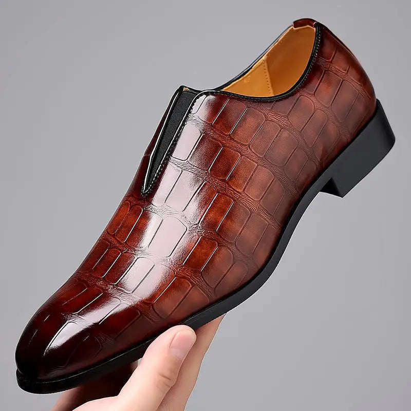 Stone Pattern Casual Leather Shoes Breathable Slip On Beyond Trends Hub