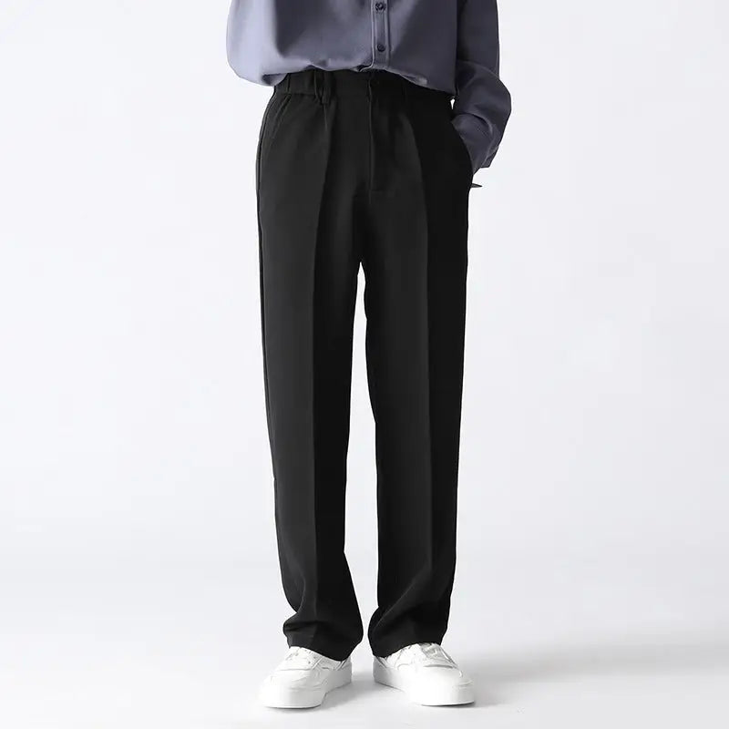 Straight Casual Trousers Loose Men - Black / S