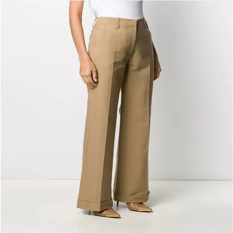 Straight-Leg Curled Suit Trousers With Big Trousers Ladies Trousers