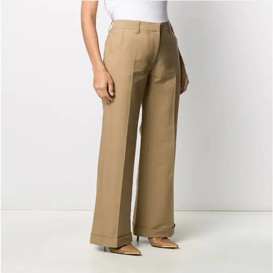Straight-Leg Curled Suit Trousers With Big Trousers Ladies Trousers