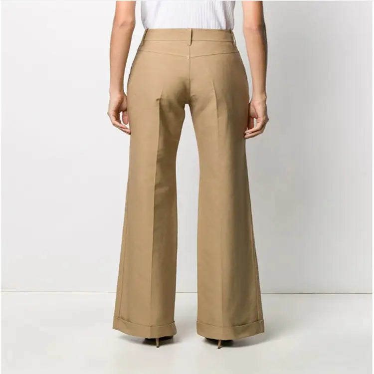 Straight-Leg Curled Suit Trousers With Big Trousers Ladies Trousers