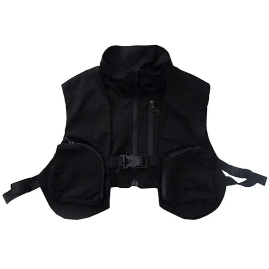 Street Fashion Brand Functional Wind Short Tooling Vest Men And Women Summer Multi-Pocket Wild Zipper Stand-Up Collar Sleeveless Waistcoat Beyond Trends Hub