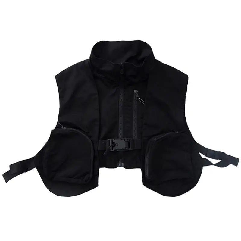 Street Fashion Brand Functional Wind Short Tooling Vest Men And Women Summer Multi-Pocket Wild Zipper Stand-Up Collar Sleeveless Waistcoat Beyond Trends Hub