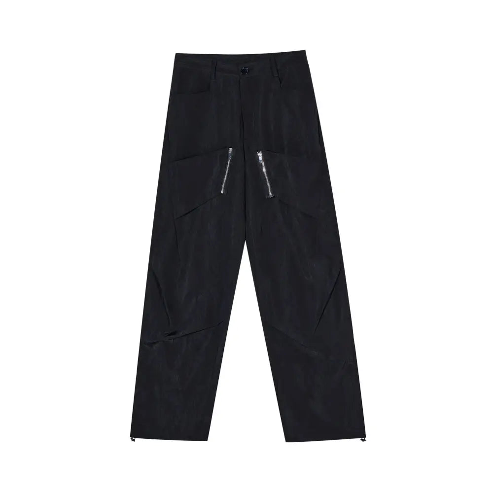 Street Pleated Texture Stitching Trousers For Men And Women - Black / M