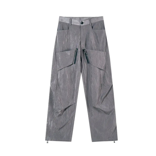 Street Pleated Texture Stitching Trousers For Men And Women - Gray / M