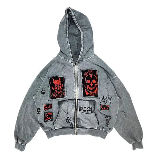 Street Retro Y2g Men’s And Women’s Devil Print Sweater