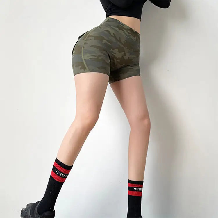 Summer Camouflage Workwear Pocket Fitness Shorts For Women Beyond Trends Hub