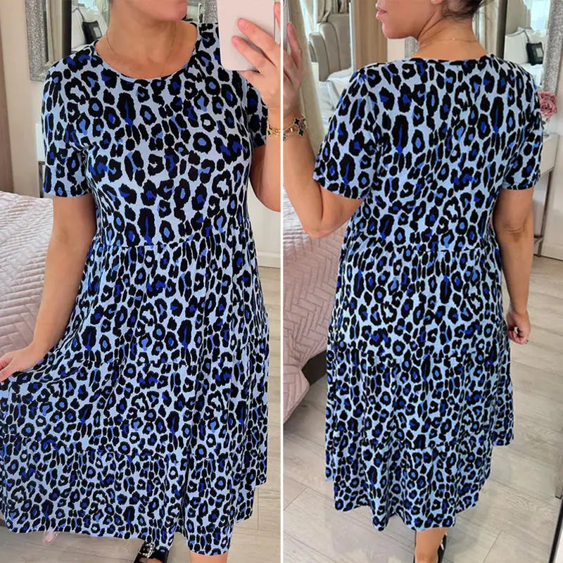 Summer Fashion Women Clothing Leopard Print Women’s Loose Dress