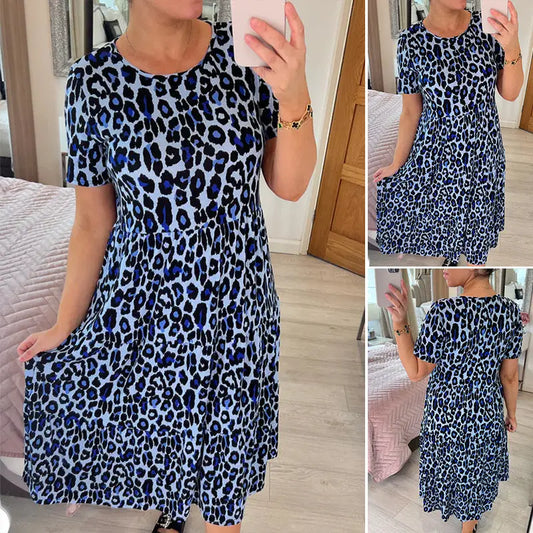 Summer Fashion Women Clothing Leopard Print Women’s Loose Dress