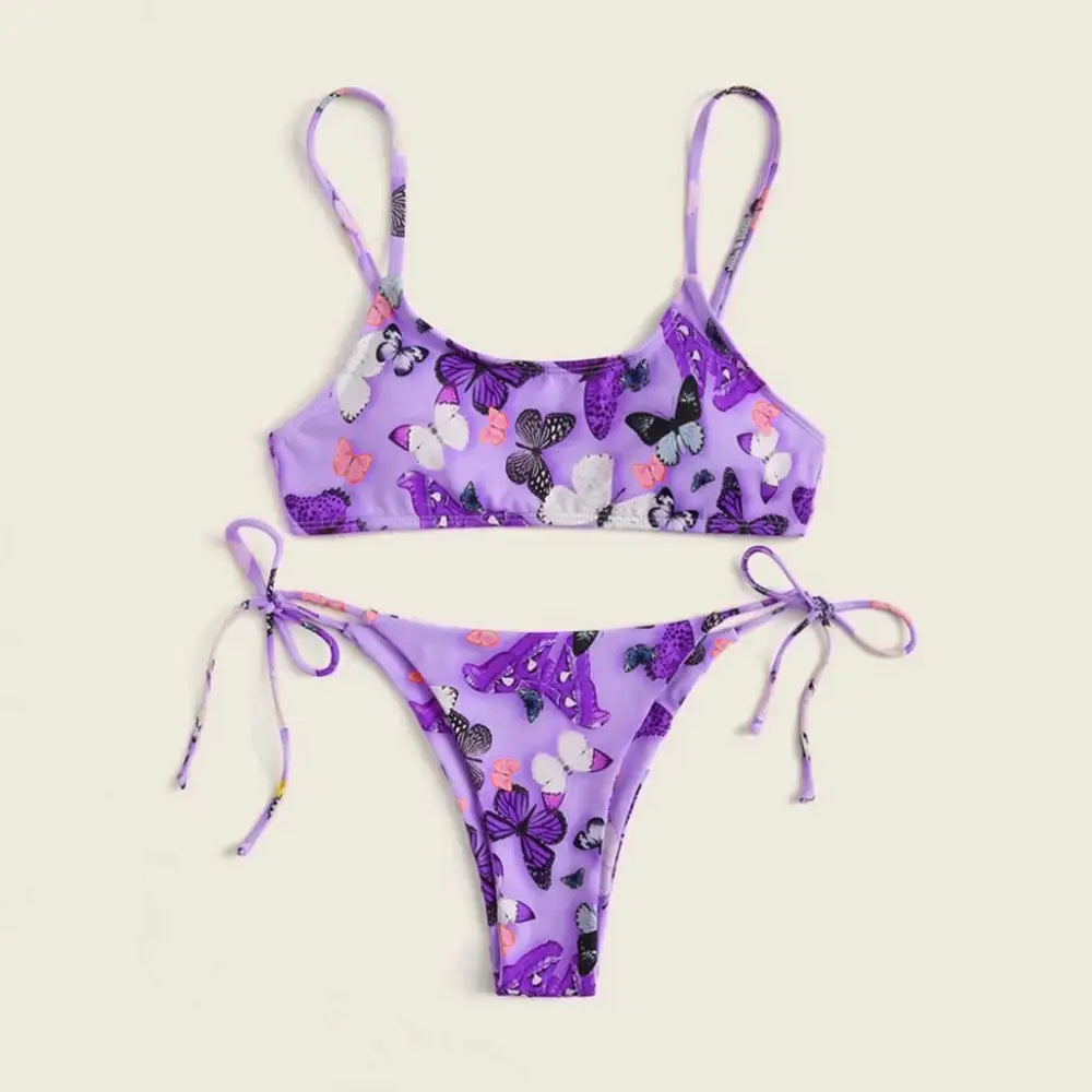 Summer Flowers Print Bikini Sexy Beach Swimming Suit Fashion Push Up Swimsuit Womens Clothing - Beyond Trends Hub 