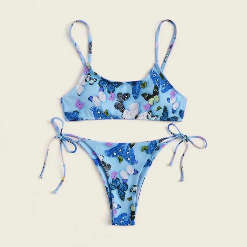 Summer Flowers Print Bikini Sexy Beach Swimming Suit Fashion Push Up Swimsuit Womens Clothing - Beyond Trends Hub 
