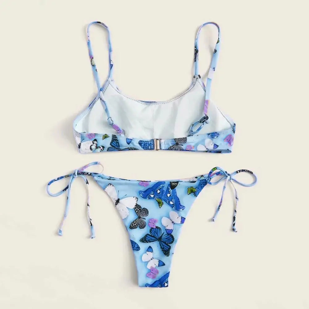 Summer Flowers Print Bikini Sexy Beach Swimming Suit Fashion Push Up Swimsuit Womens Clothing - Beyond Trends Hub 