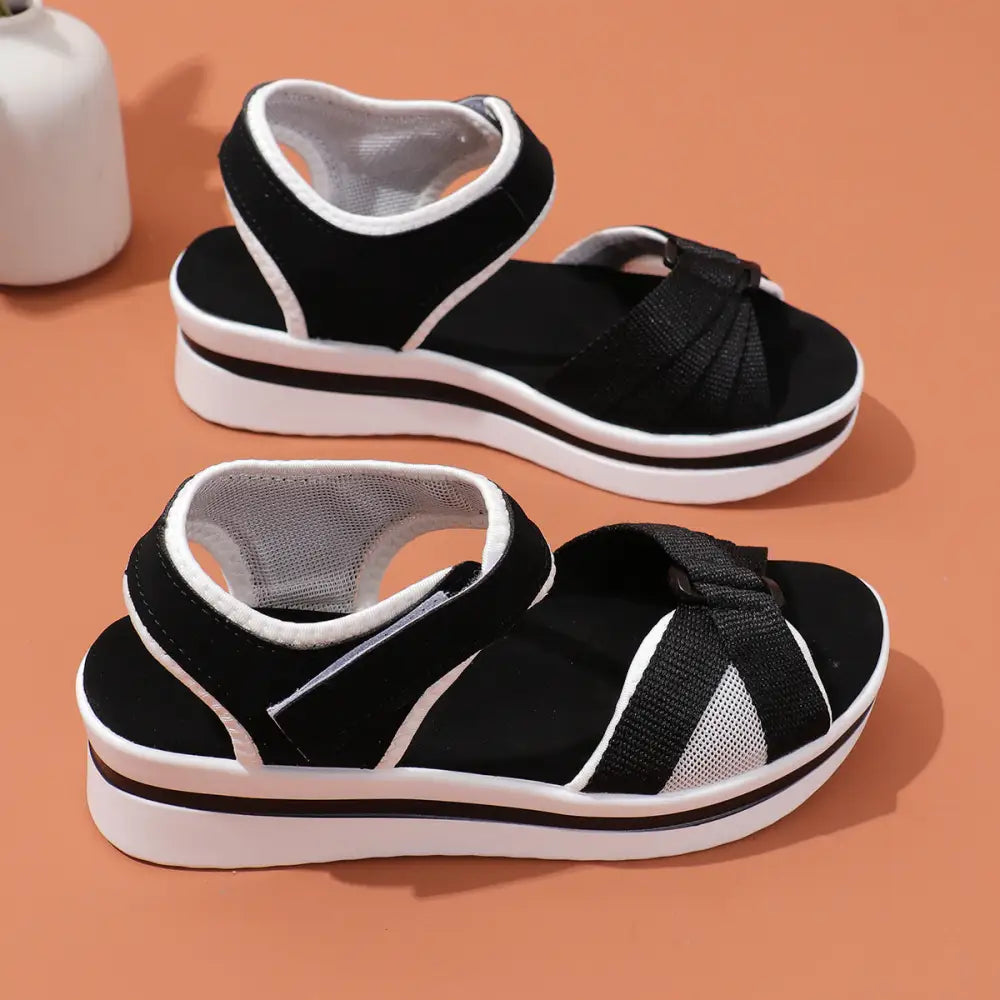 Summer Mesh Cross-strap Sandals With Velcro-design Thick Sole Flats Beach Shoes Women - Beyond Trends Hub 