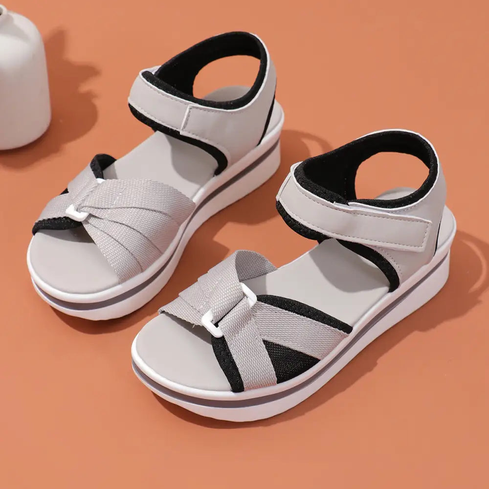 Summer Mesh Cross-strap Sandals With Velcro-design Thick Sole Flats Beach Shoes Women - Beyond Trends Hub 
