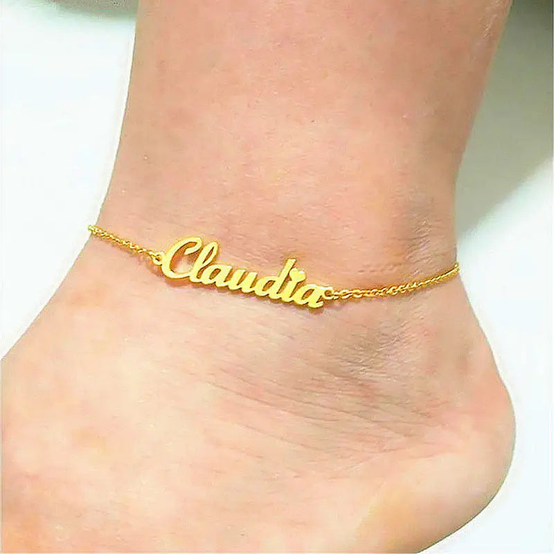 Summer Personalized Custom Name Anklets For Women Stainless Steel Cable Chain Gold Colour Sandy Beach Exquisite Jewelry Present Beyond Trends Hub