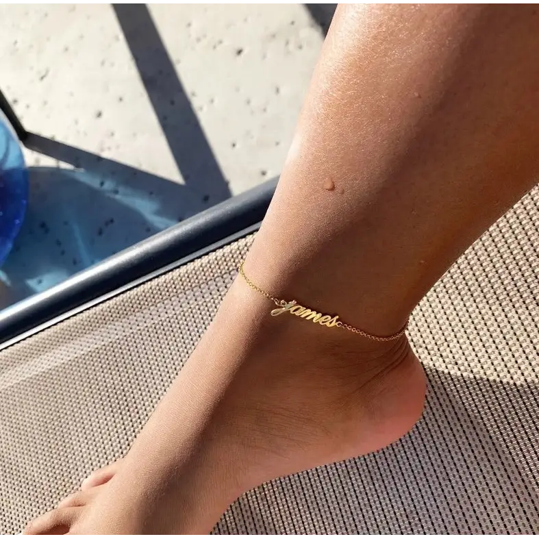 Summer Personalized Custom Name Anklets For Women Stainless Steel Cable Chain Gold Colour Sandy Beach Exquisite Jewelry Present Beyond Trends Hub
