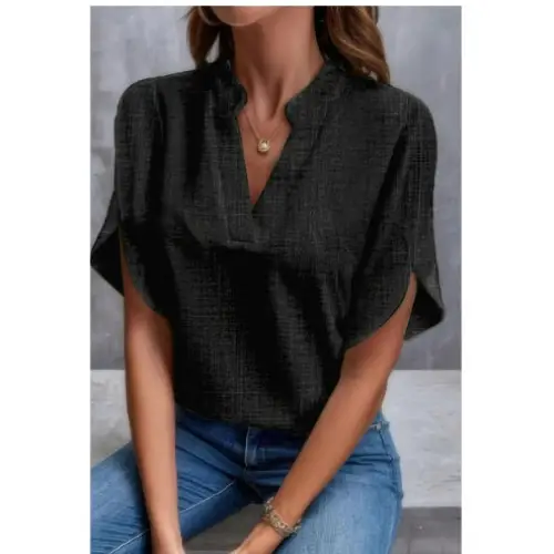 Summer Short-sleeved Chiffon Shirt New V-neck Shirt Women's Casual Versatile Clothing Beyond Trends Hub