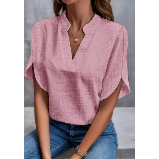Summer Short-sleeved Chiffon Shirt New V-neck Shirt Women's Casual Versatile Clothing Beyond Trends Hub