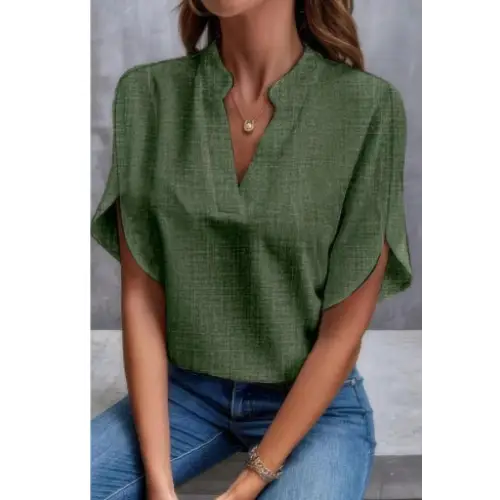 Summer Short-sleeved Chiffon Shirt New V-neck Shirt Women's Casual Versatile Clothing Beyond Trends Hub