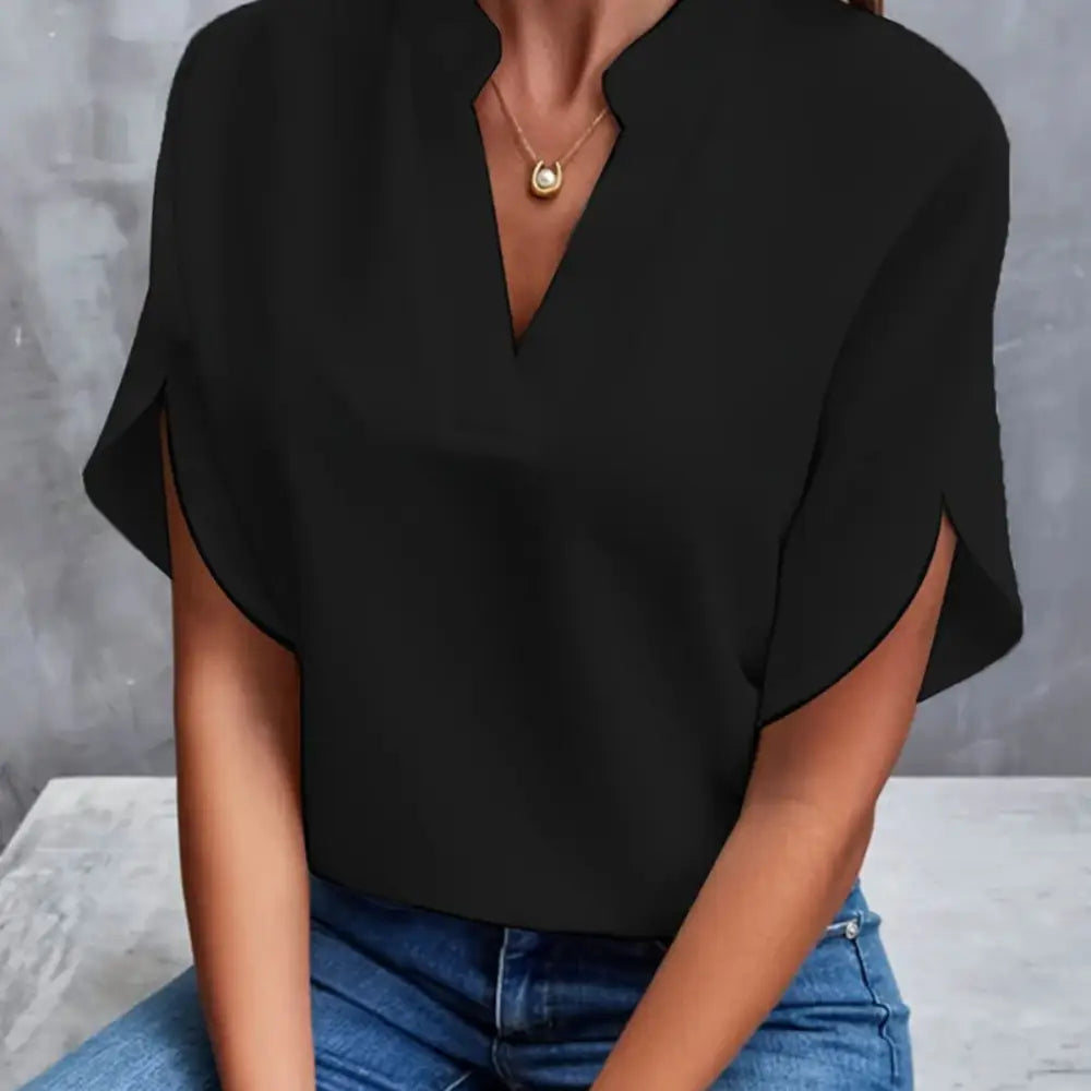 Summer Short-sleeved Chiffon Shirt New V-neck Shirt Women's Casual Versatile Clothing Beyond Trends Hub