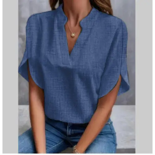 Summer Short-sleeved Chiffon Shirt New V-neck Shirt Women's Casual Versatile Clothing Beyond Trends Hub