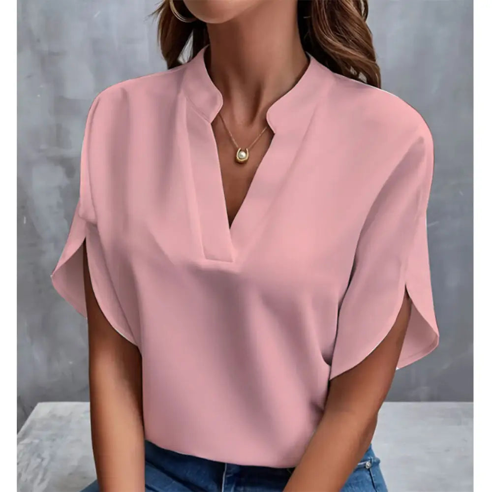 Summer Short-sleeved Chiffon Shirt New V-neck Shirt Women's Casual Versatile Clothing Beyond Trends Hub