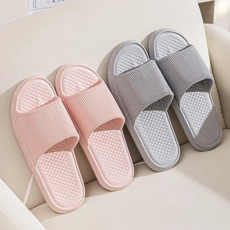 Summer Slipper Indoor House Shoes For Men Women Couples Solid Color Rhombus Striped Non-slip Bathroom Slippers Beyond Trends Hub