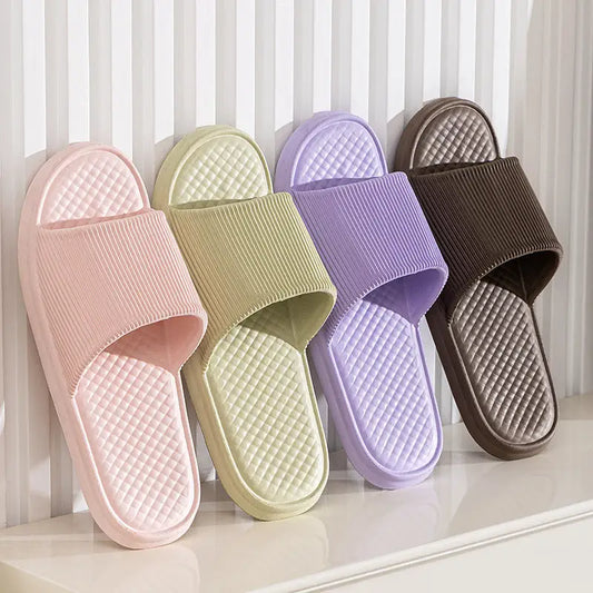 Summer Slipper Indoor House Shoes For Men Women Couples Solid Color Rhombus Striped Non-slip Bathroom Slippers Beyond Trends Hub