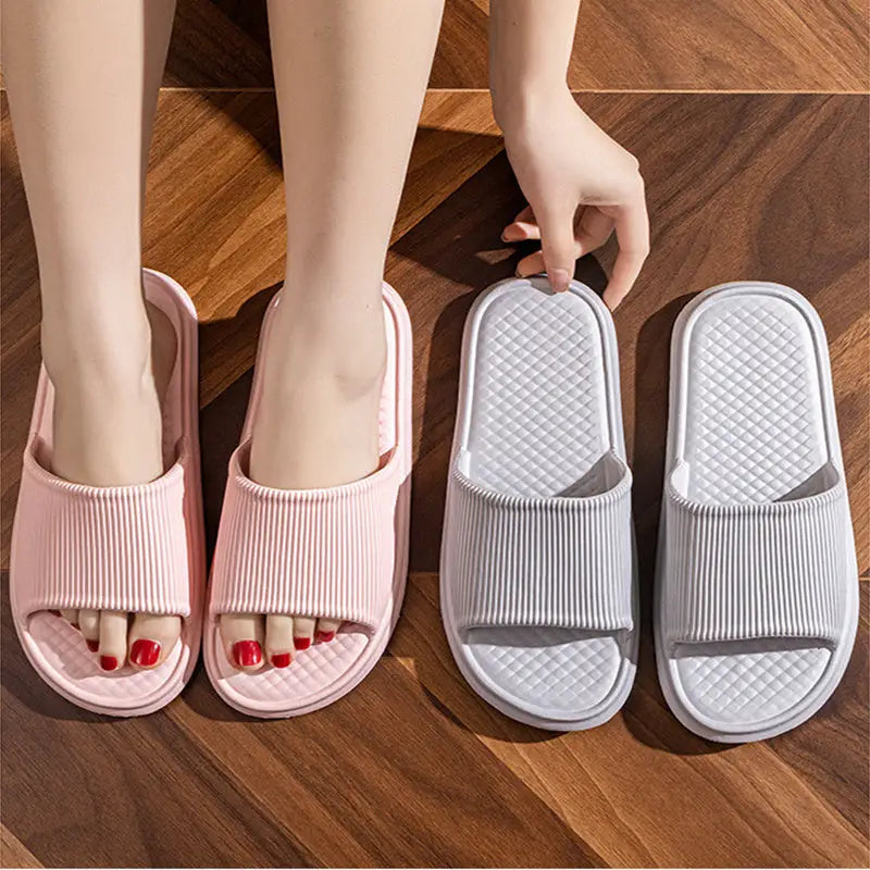Summer Slipper Indoor House Shoes For Men Women Couples Solid Color Rhombus Striped Non-slip Bathroom Slippers Beyond Trends Hub