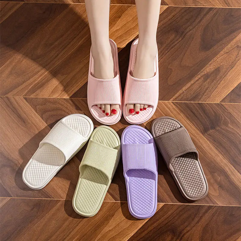 Summer Slipper Indoor House Shoes For Men Women Couples Solid Color Rhombus Striped Non-slip Bathroom Slippers Beyond Trends Hub