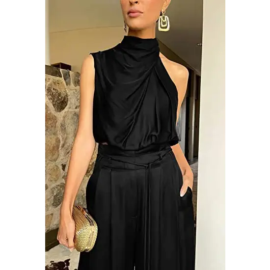 Summer Suits Casual Sleeveless Midriff-baring Top And Wide Leg Pants 2pcs Set Womens Clothing - Beyond Trends Hub 