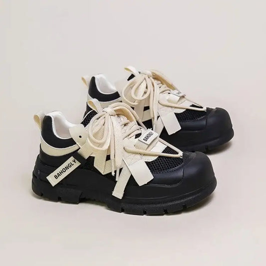 Super Hot Mech Style Authentic Leather Clunky Sneakers Beyond Trends Hub