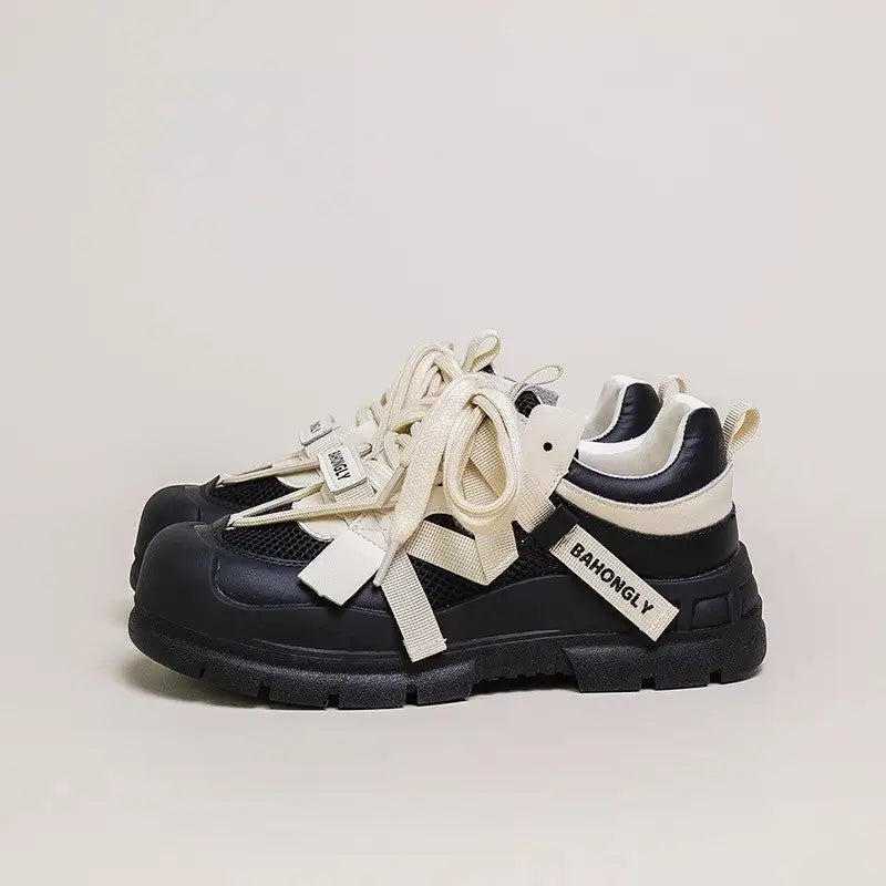 Super Hot Mech Style Authentic Leather Clunky Sneakers Beyond Trends Hub
