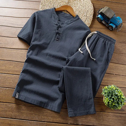 T-shirt Casual Trousers Two-piece Suit For Men