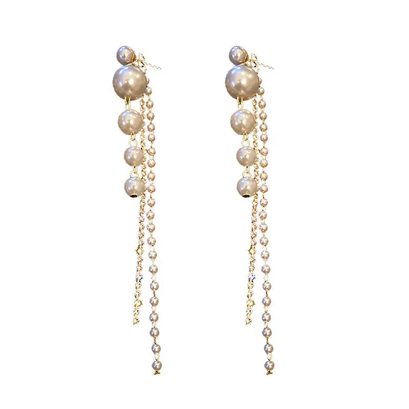 Temperament Pearl Tassel Long Earrings With 925 Silver Needle Fashion Luxury Personalized Earrings For Women Beyond Trends Hub