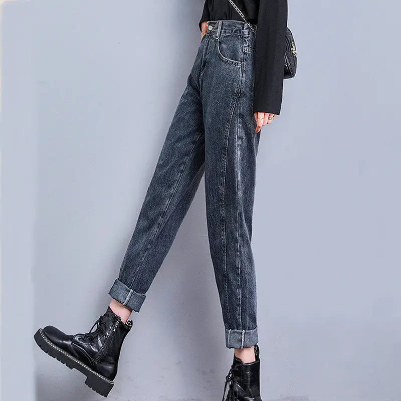 Temperament Stretch Jeans Women Fall and Winter High Waist Was Thin Beyond Trends Hub