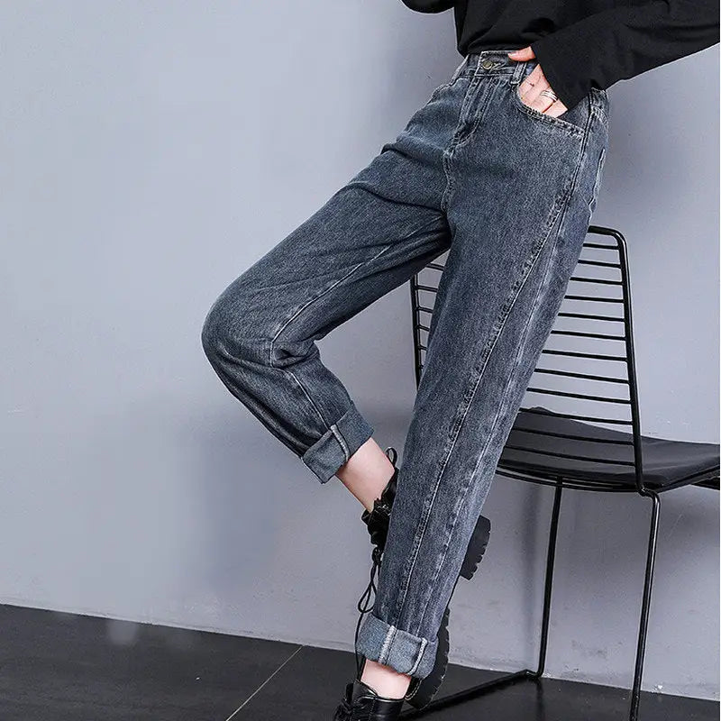 Temperament Stretch Jeans Women Fall and Winter High Waist Was Thin Beyond Trends Hub