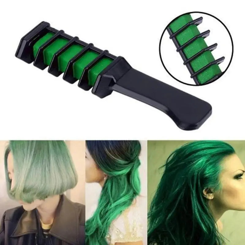 Temporary Mini Disposable Crayons Hair Color Dyeing Mascara Dye Chalk Box With Brush - green
