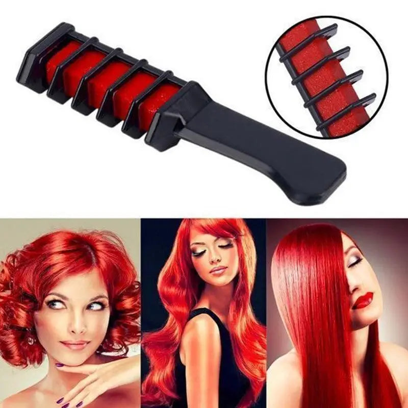 Temporary Mini Disposable Crayons Hair Color Dyeing Mascara Dye Chalk Box With Brush - red